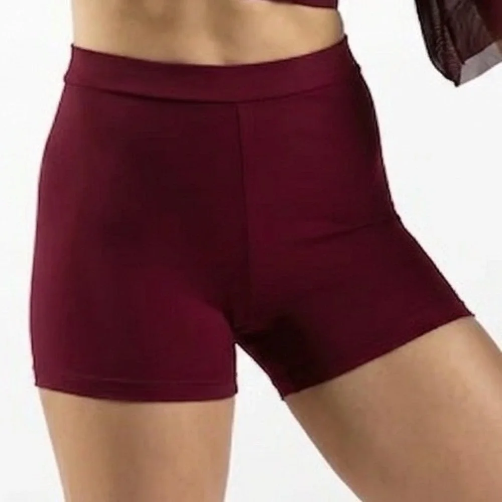 Balera Dancewear Kids Black Cherry Flutter Sleeve Crop Top and Shorts Set CS